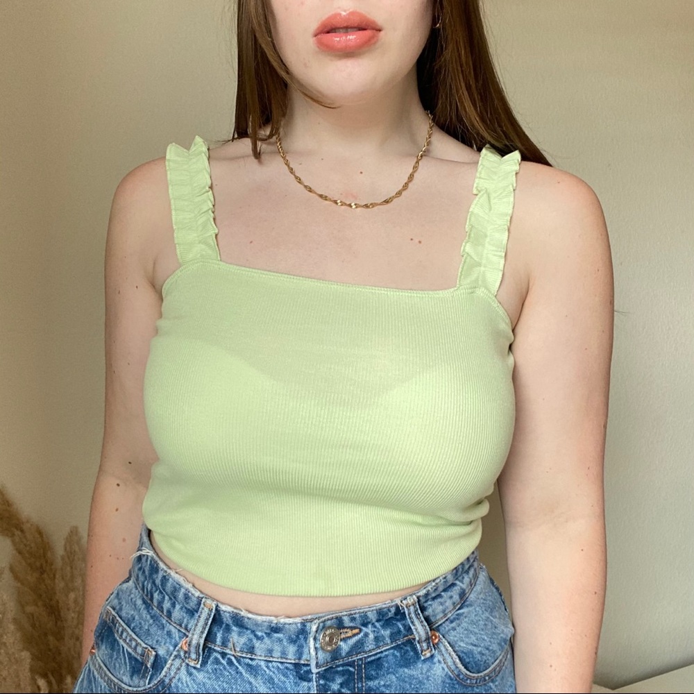 Forever 21 sherbert green rouched strap tank